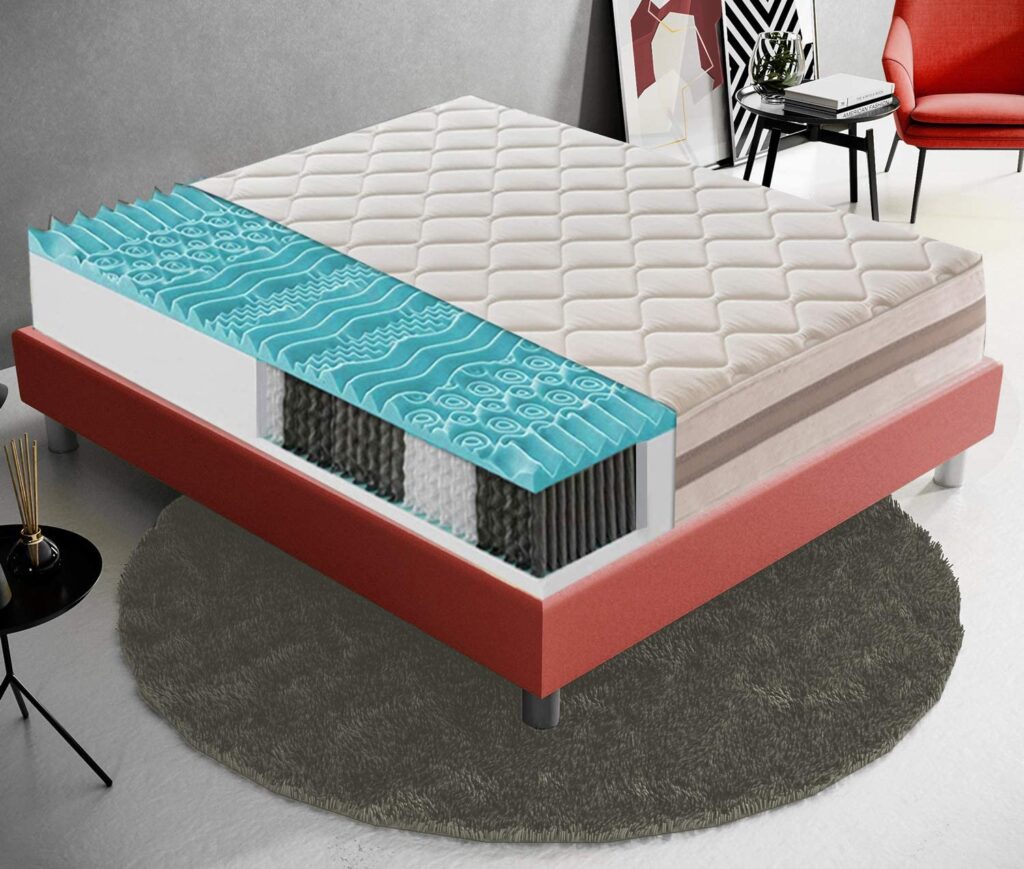 Naturalex - Materasso a Molle Matrimoniale 140x190 cm - Altezza 30 cm - Perfectsleep - Molle Insacchettate & Memory, Blue Latex, Ergonomico, Anallergico, Semirigido - 7 Zone Differenziate, Oeko-Tex