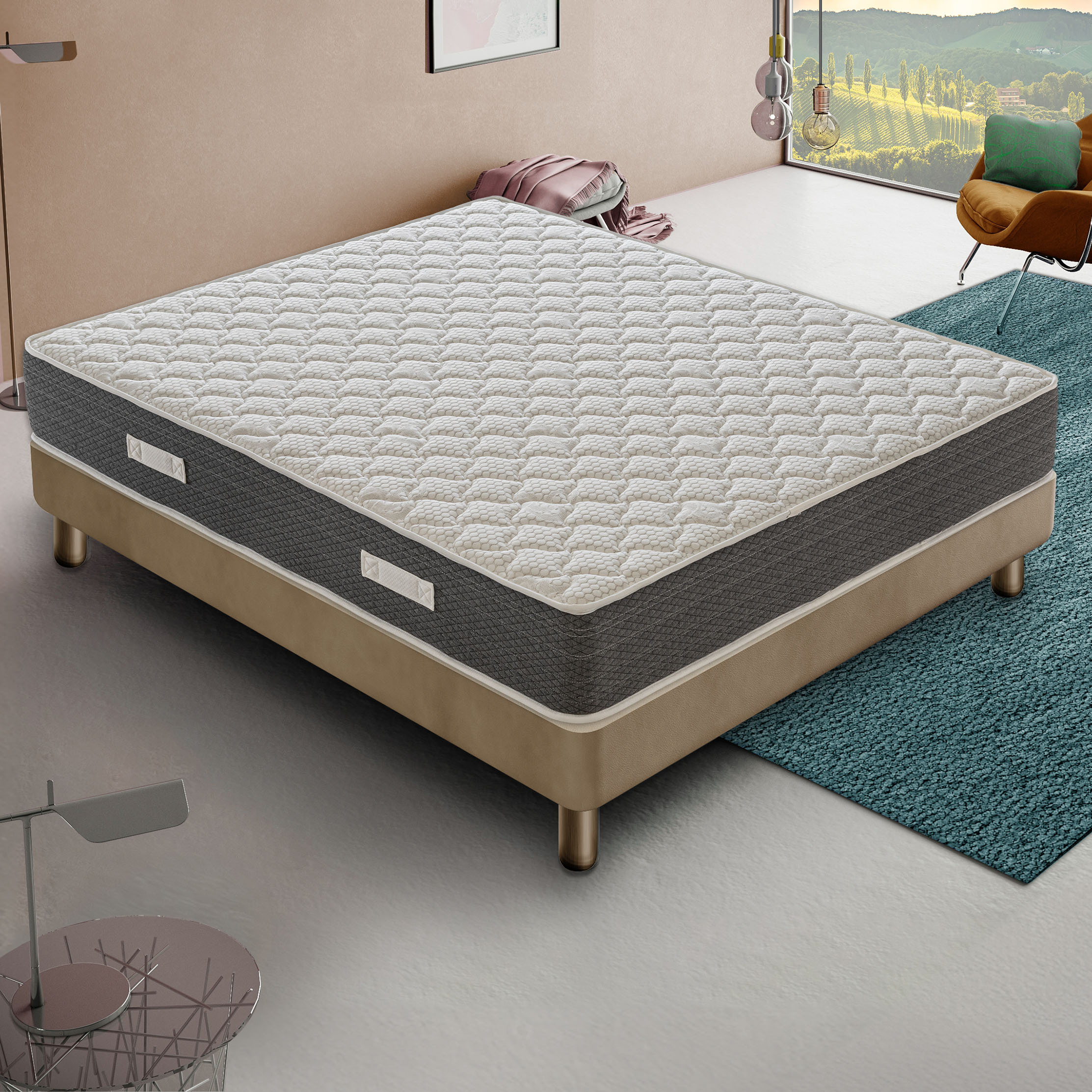 Materasso a Molle Insacchettate INDIPENDENTI, Alto 30 cm, Rigido e Ortopedico, 5 cm Memory Foam Termico, Mantiene il corpo Fresco e Asciutto, – Ergonomico – 100% Made in Italy