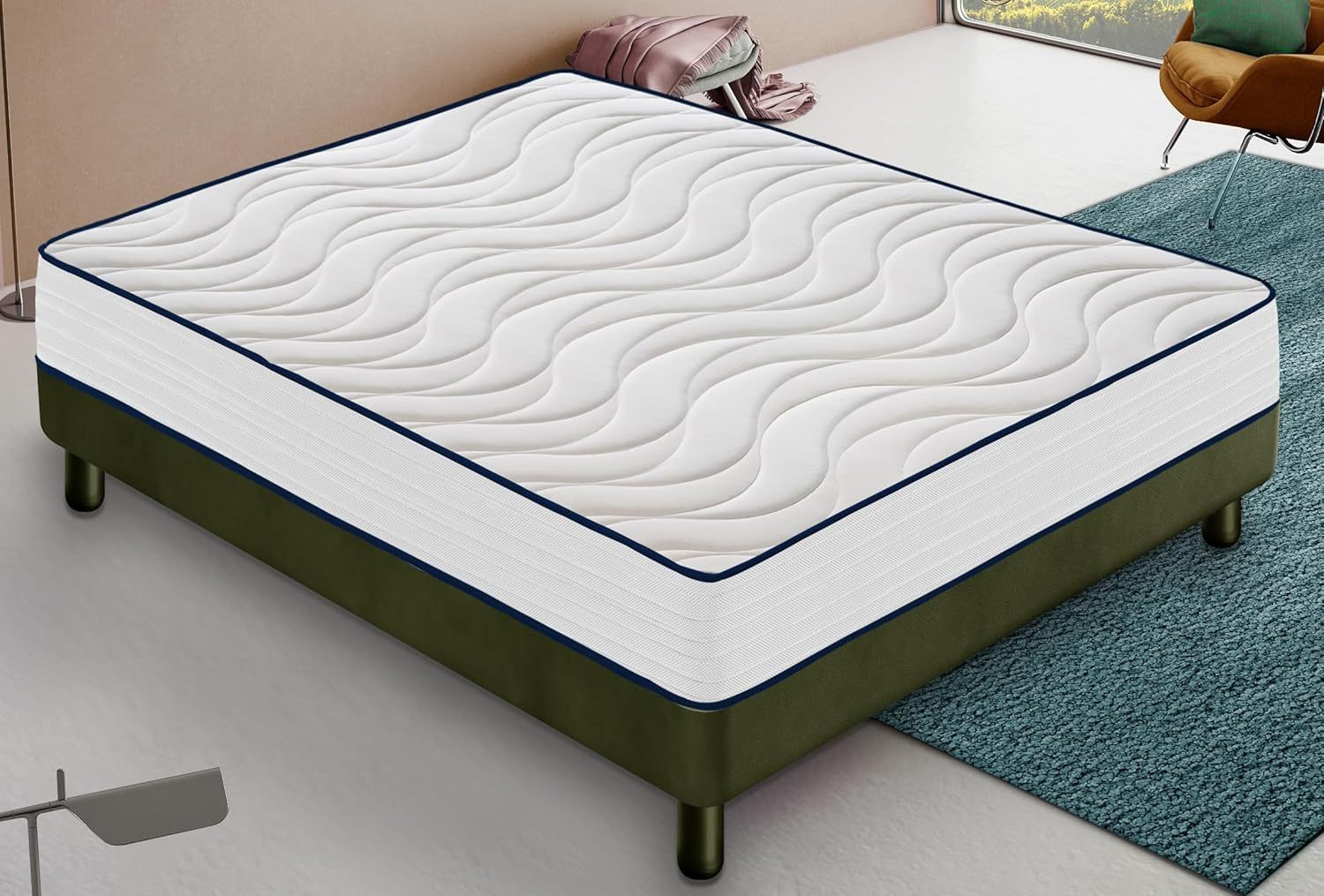 Materasso in Schiuma HR, Alta Densità, Altezza 20 cm, 9 Zone di Comfort , ortopedico, Super Traspirante, Rigidità H4