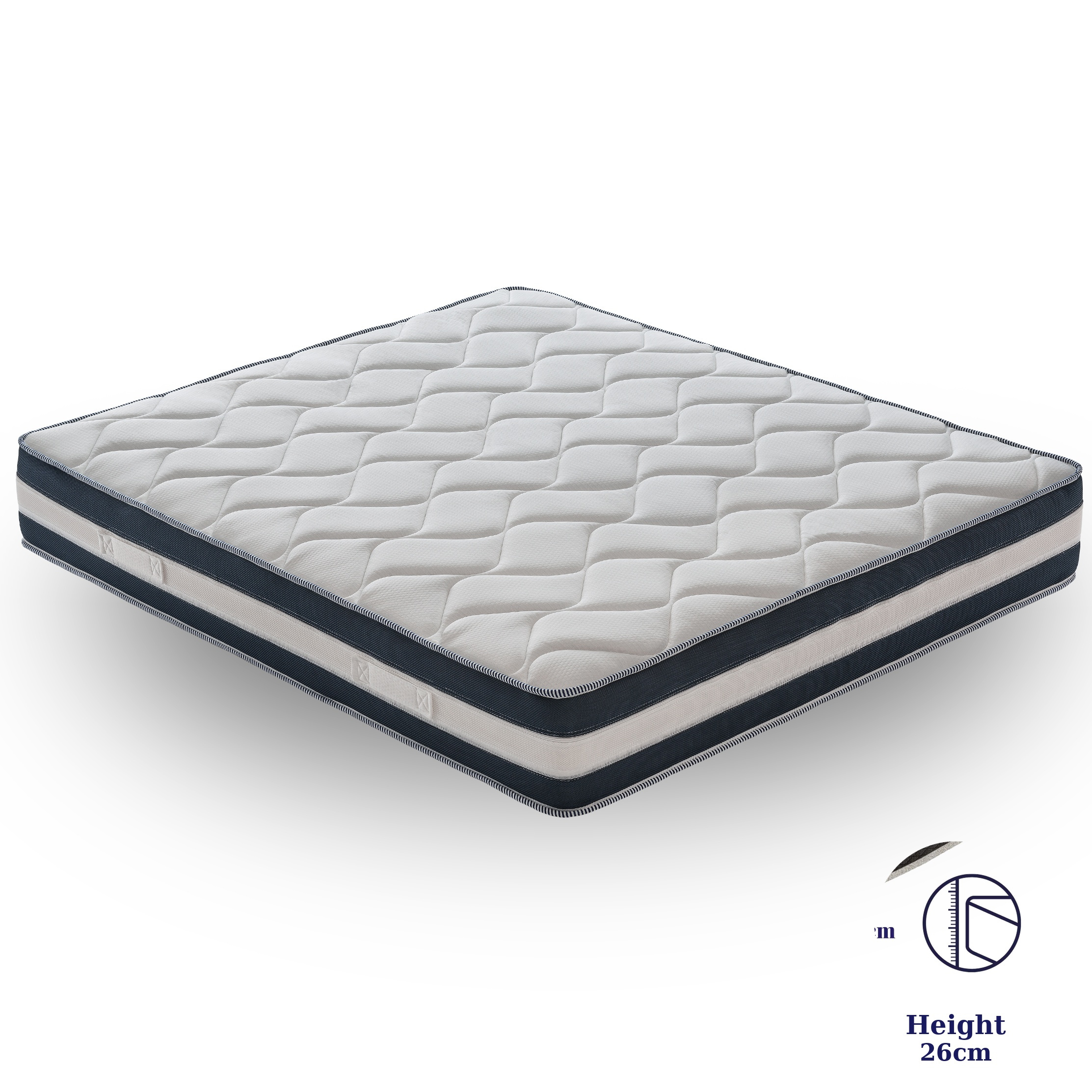 Materasso in Memory Foam, Altezza Materasso 26 cm, Altezza Memory 7 cm, Altamente Traspirante, Sistema di Alleviamento dei punti di pressione, 100% Made in Italy
