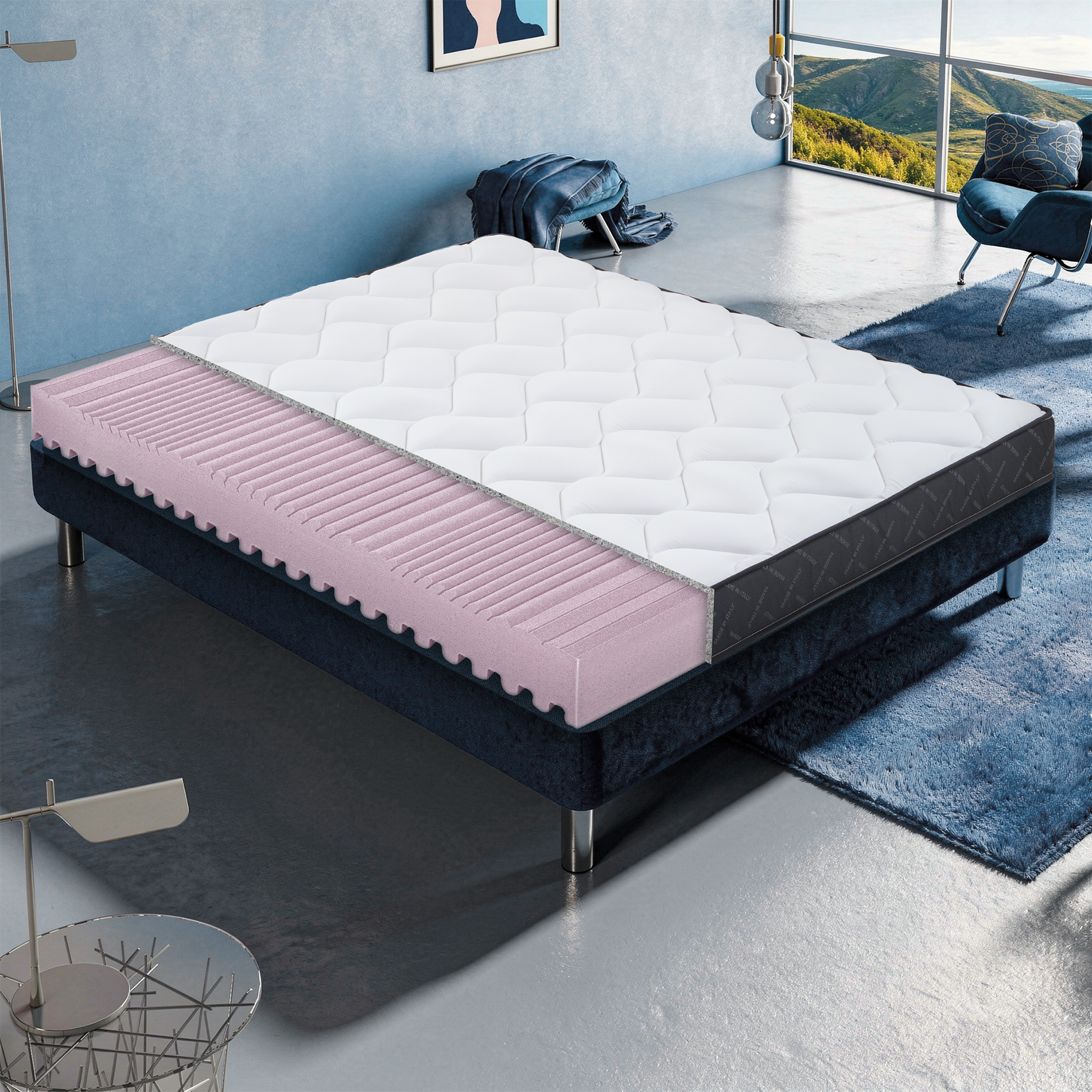 Materasso MEMORY Doppio comfort H2/H3 - 7 Zone di supporto - Schiuma HR Alta densità, Supporto Indeformabile - Rivestimento Removibile e Lavabile - Made in Italy - Spessore 16 cm - Sistema Alleviamento Punti di Pressione Disponibile in diverse Dimensioni - immagine 2